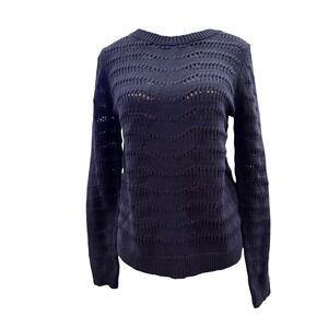 Lucky Brand Navy Blue Textured Knit Sweater